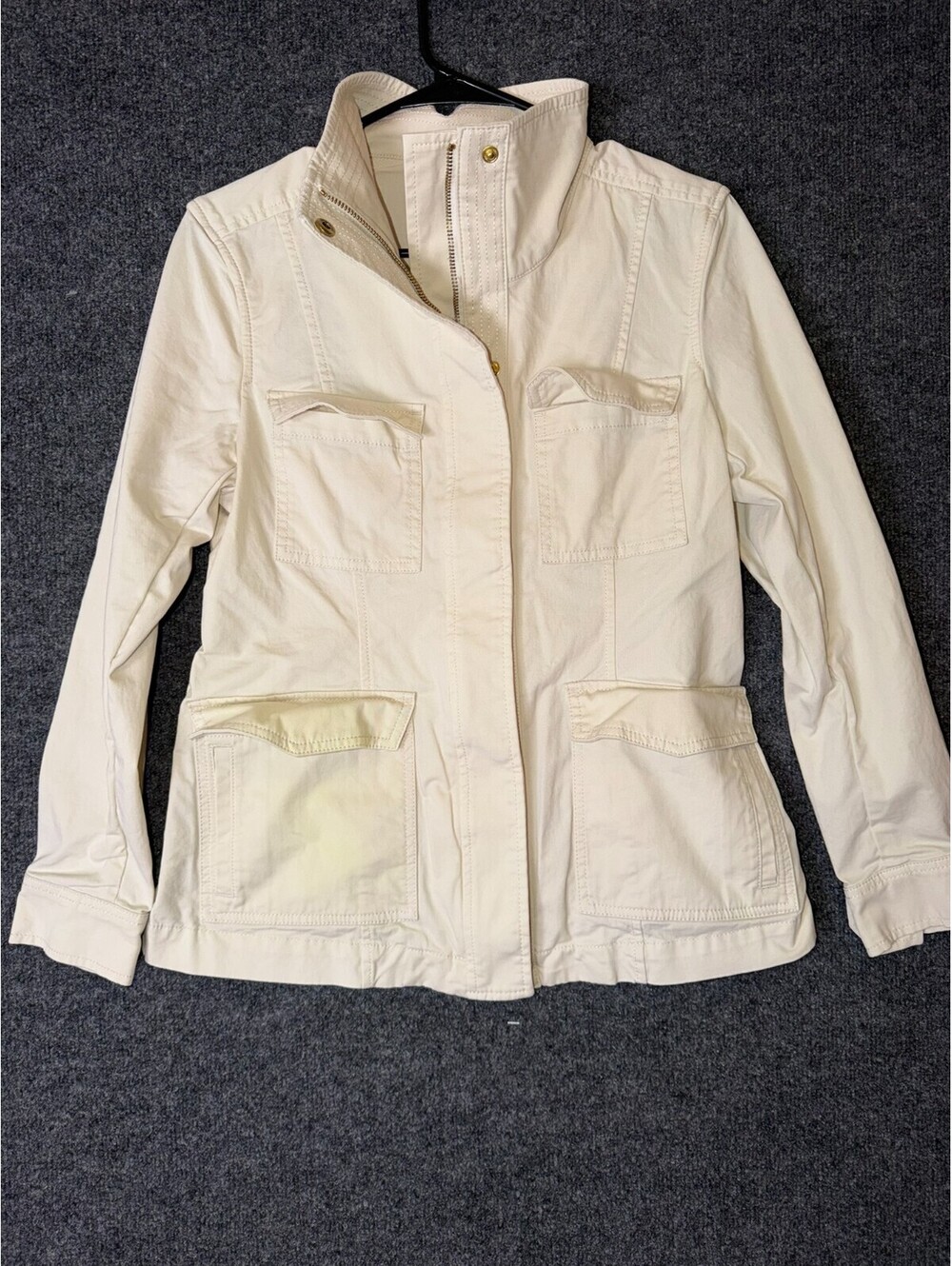 Banana Republic Womens Small Cream Utility Field Jacket Cotton Cargo Full Zip